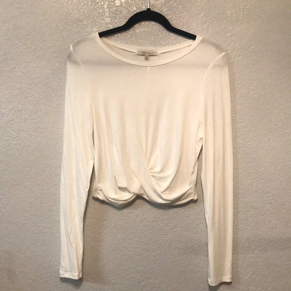 Long Sleeve Twist Front Shirt Top Large flawed